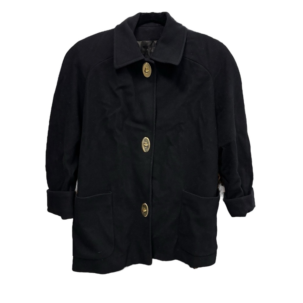 Anne Klein 2 VTG Black Wool Coat Peacoat Lined Women’s Size XL*‎ Holiday Preppy